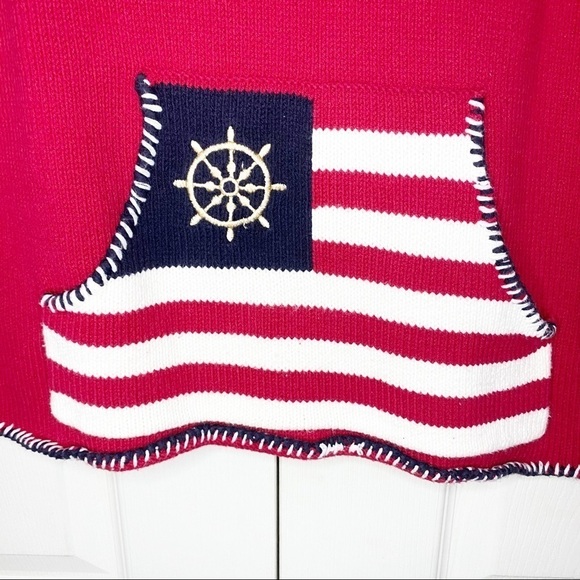 Vintage Villager Liz Claiborne Sport Red 1/4 Zip Nautical Anchor Sweater Small P - Picture 3 of 8